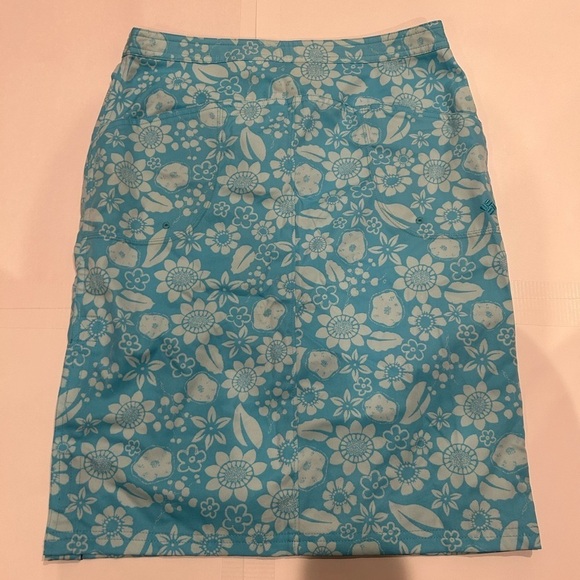 Columbia Golf Skirt Women’s 6 Floral Blue Knee Length Snap Button - Picture 2 of 10